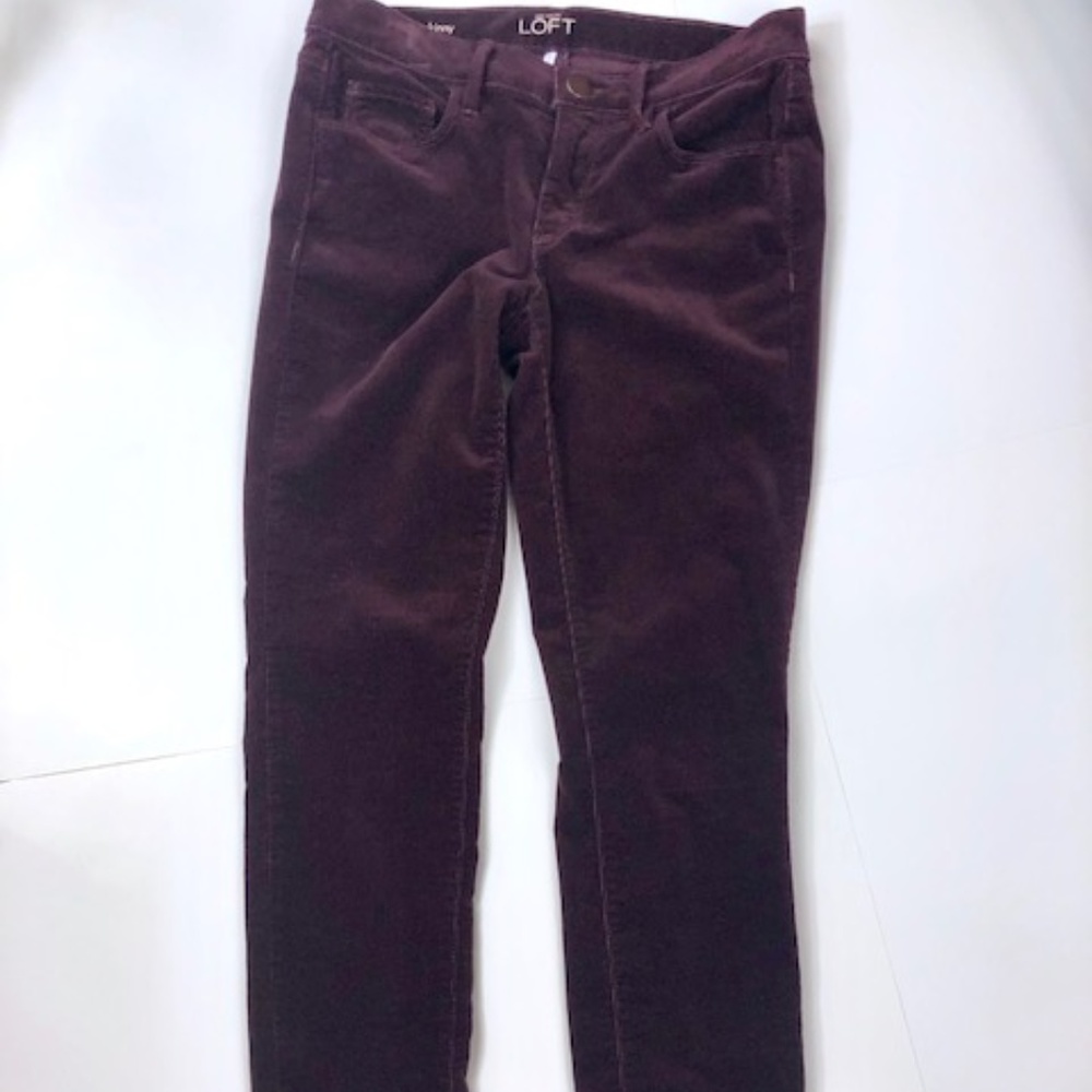 Womens Ann Taylor Loft Maroon Corduroy Jeans S 2